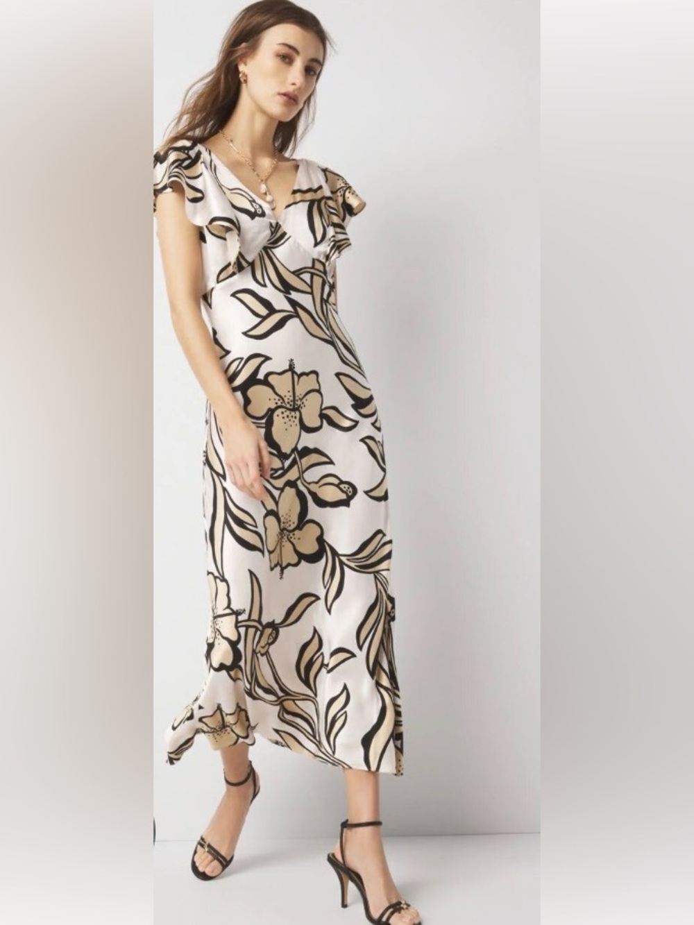 NWT White House Black Market size 0 satin slip maxi dress